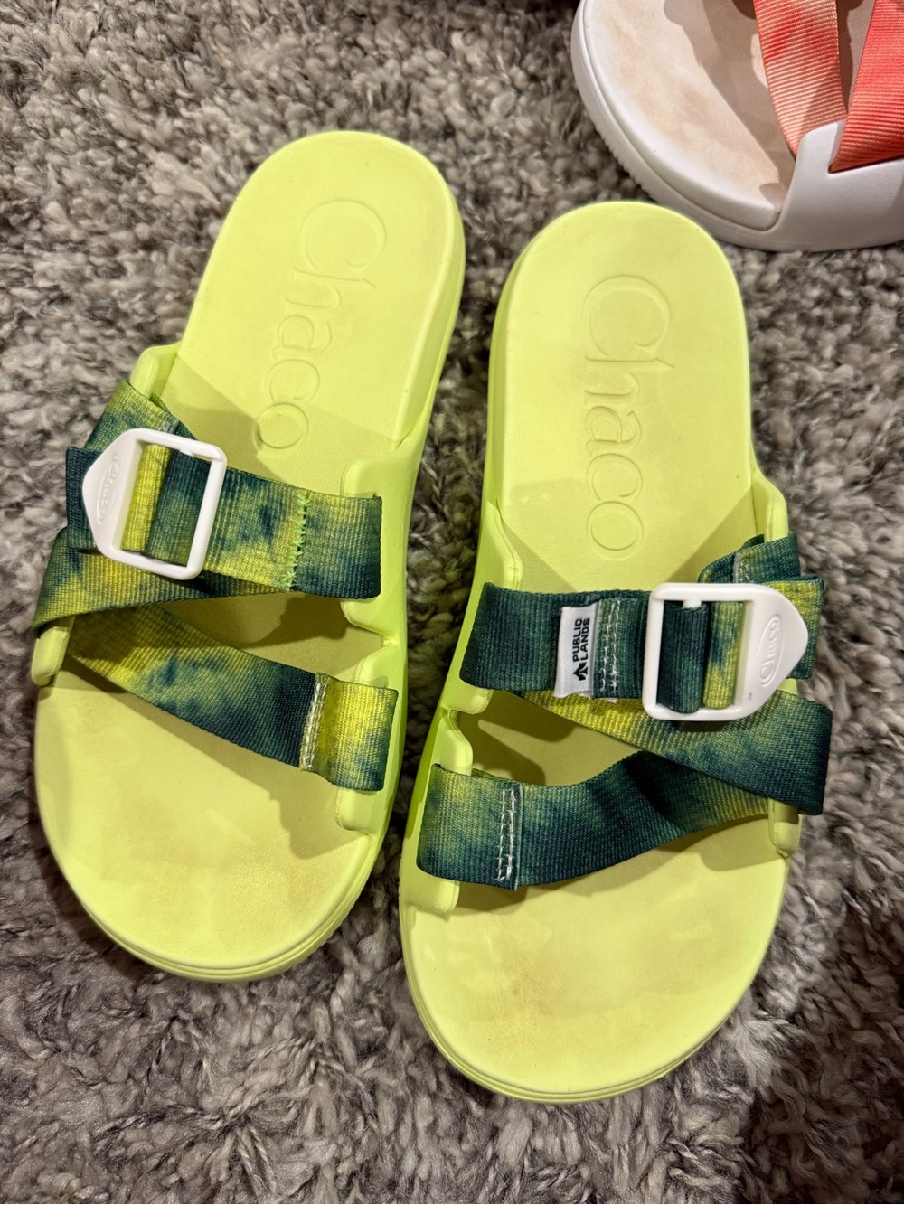 Chaco women’s' Neon Yellow & Green Slide Sandals